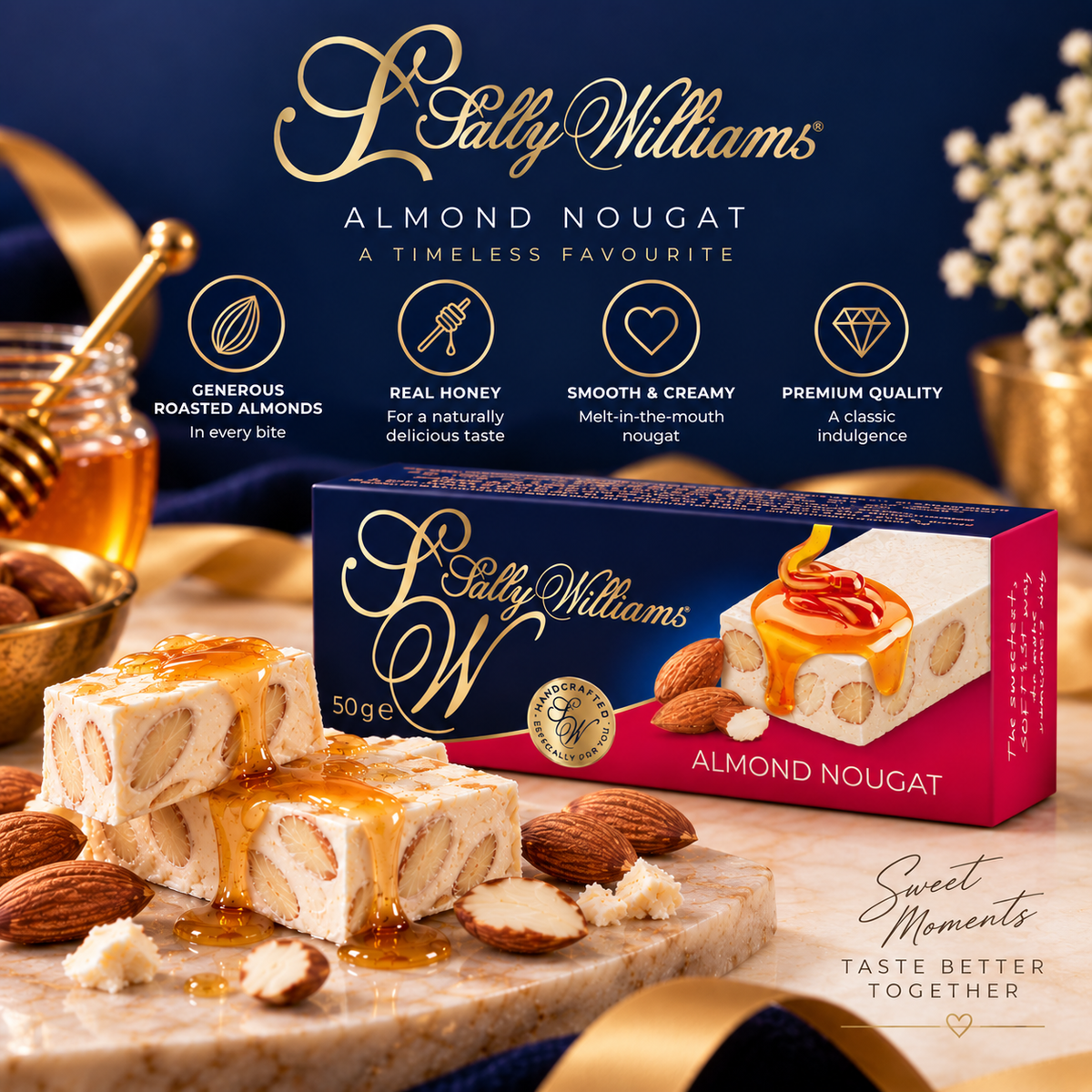 Sally Williams Roasted Almonds Nougat bar