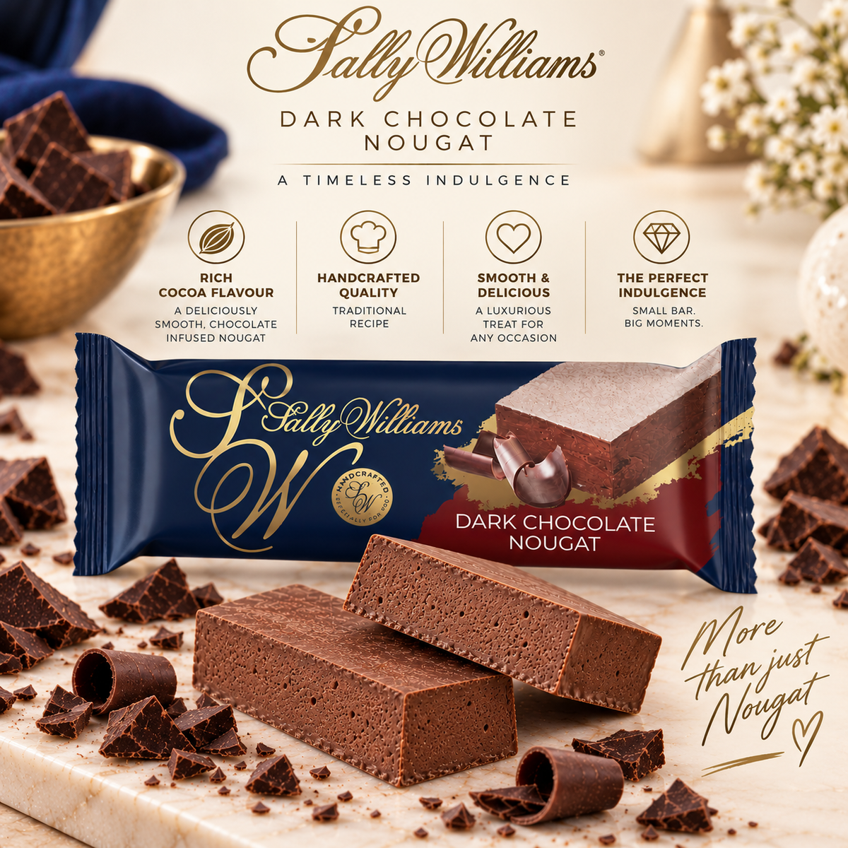 Sally Williams Dark Chocolate Infused Nougat bar