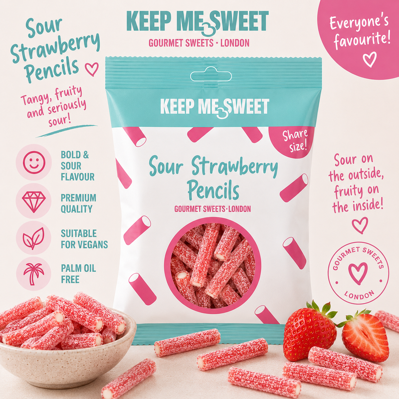 Keep Me Sweet Sour Strawberry Pencils gourmet pick 'n' mix sweets