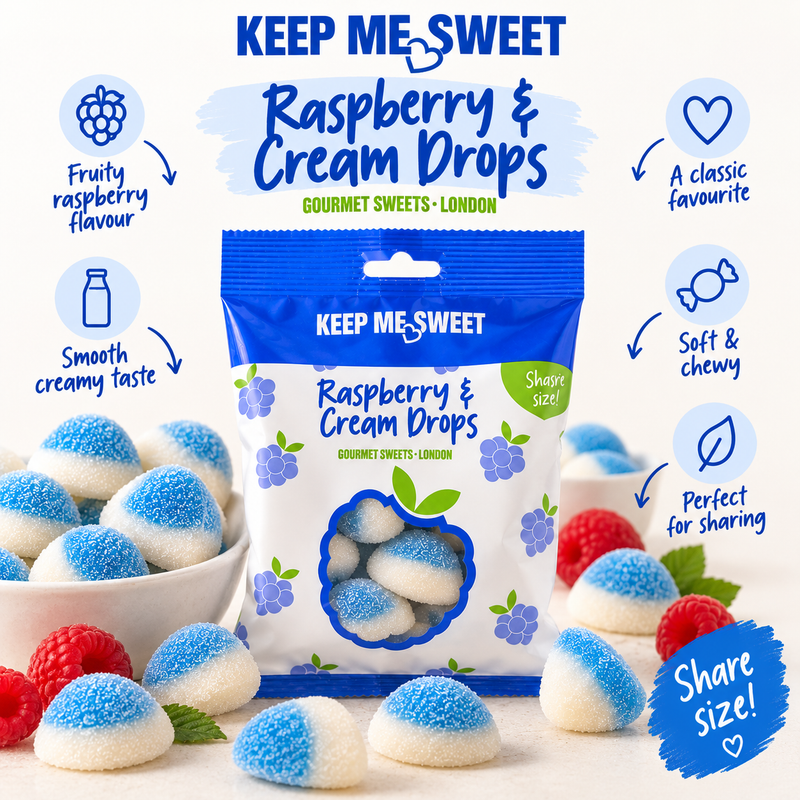 Keep Me Sweet Blue Raspberry Drops gourmet pick 'n' mix sweets