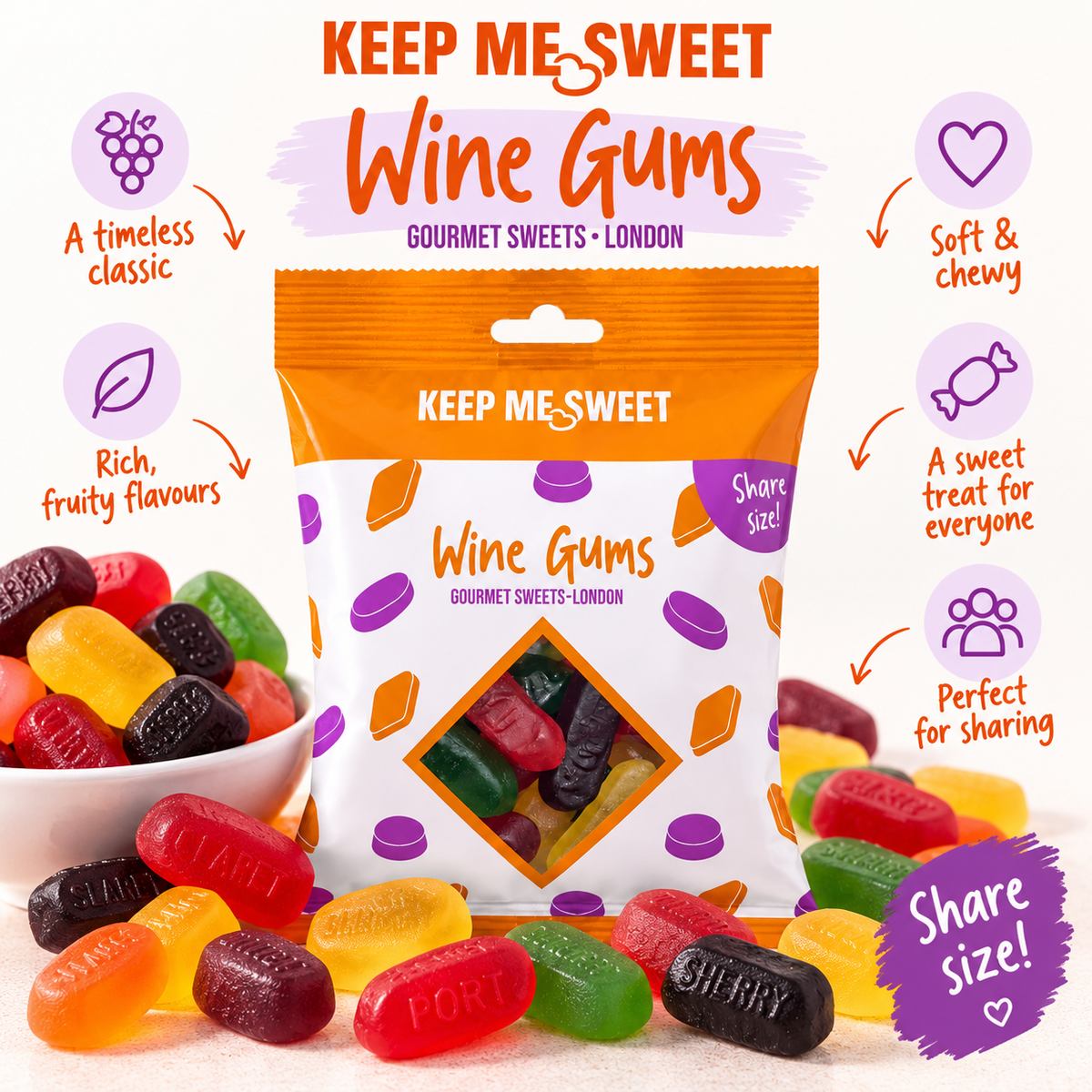Keep Me Sweet Wine Gums gourmet pick 'n' mix sweets