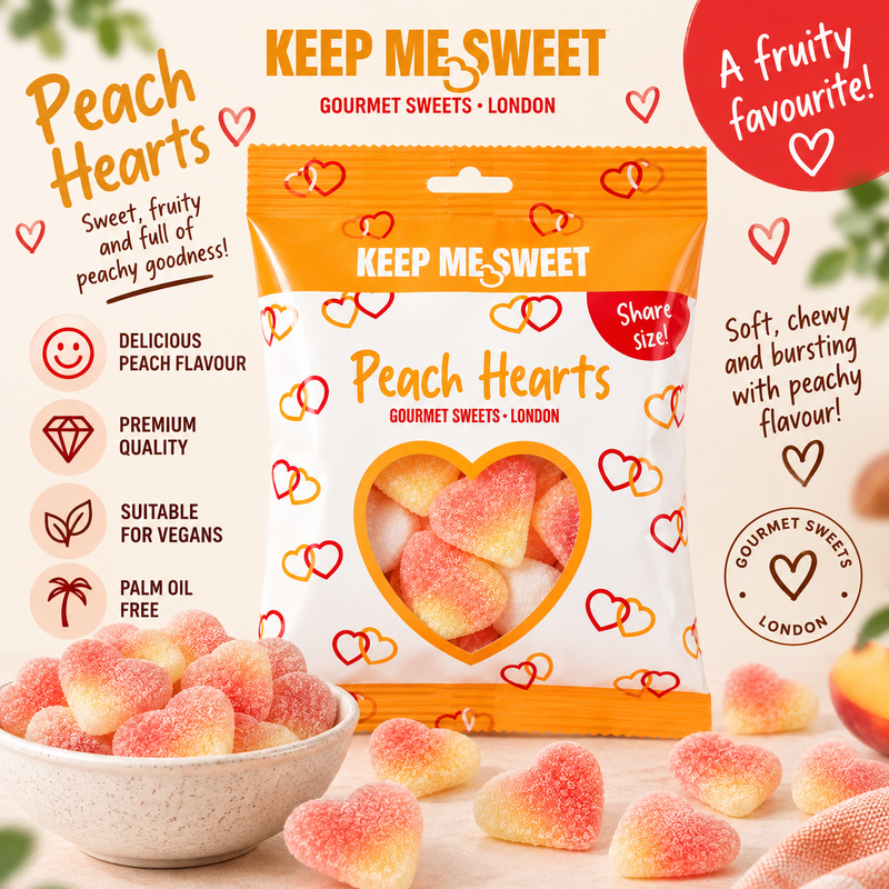 Keep Me Sweet Peach Hearts gourmet pick 'n' mix sweets