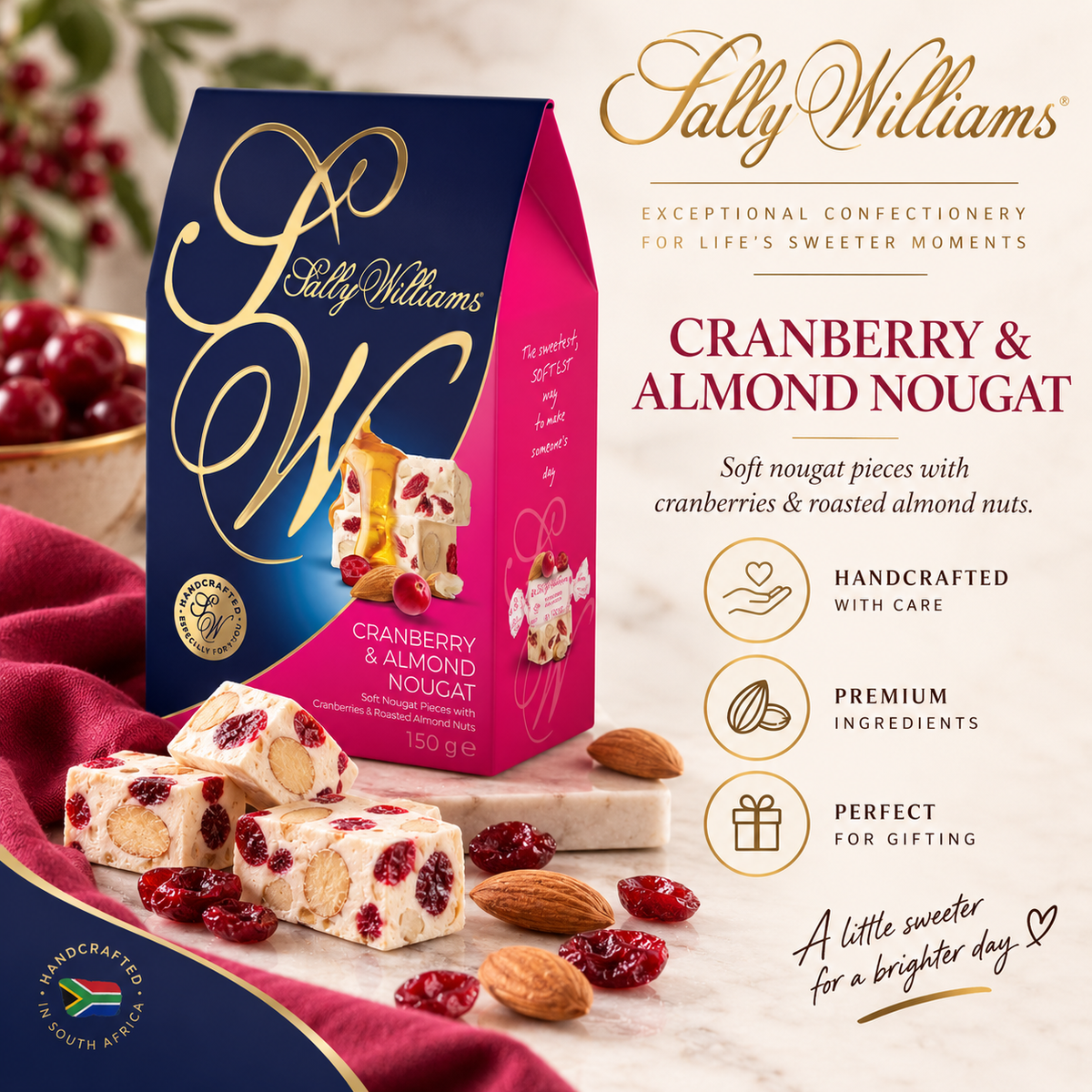 Sally Williams Cranberry & Almond Nougat gift box