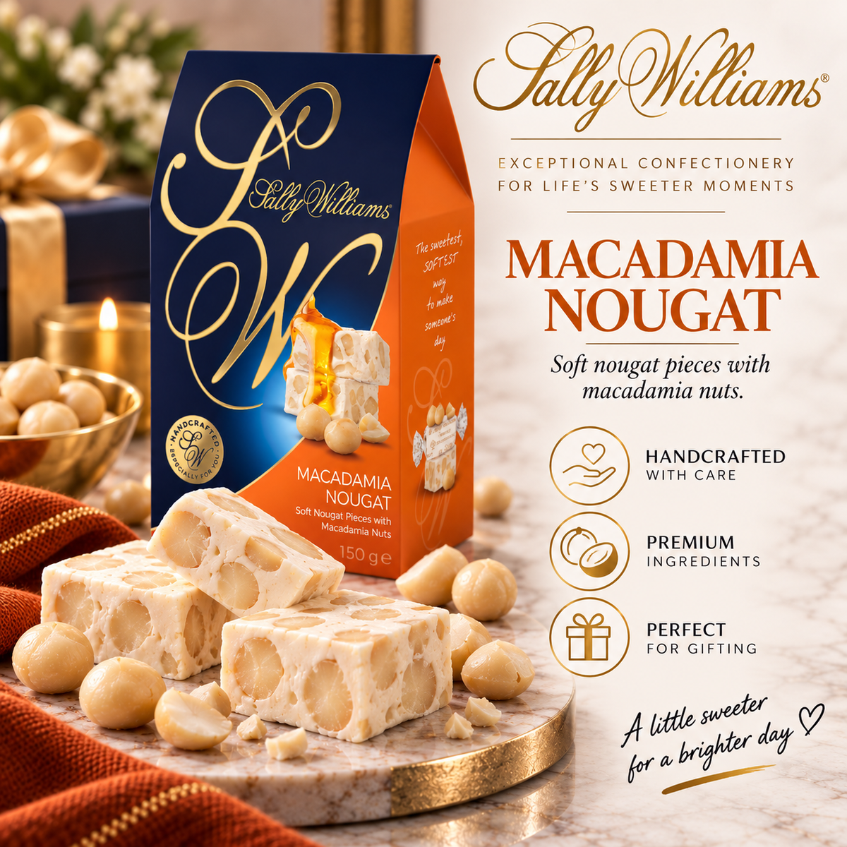 Sally Williams Roasted Macadamia Nougat gift box