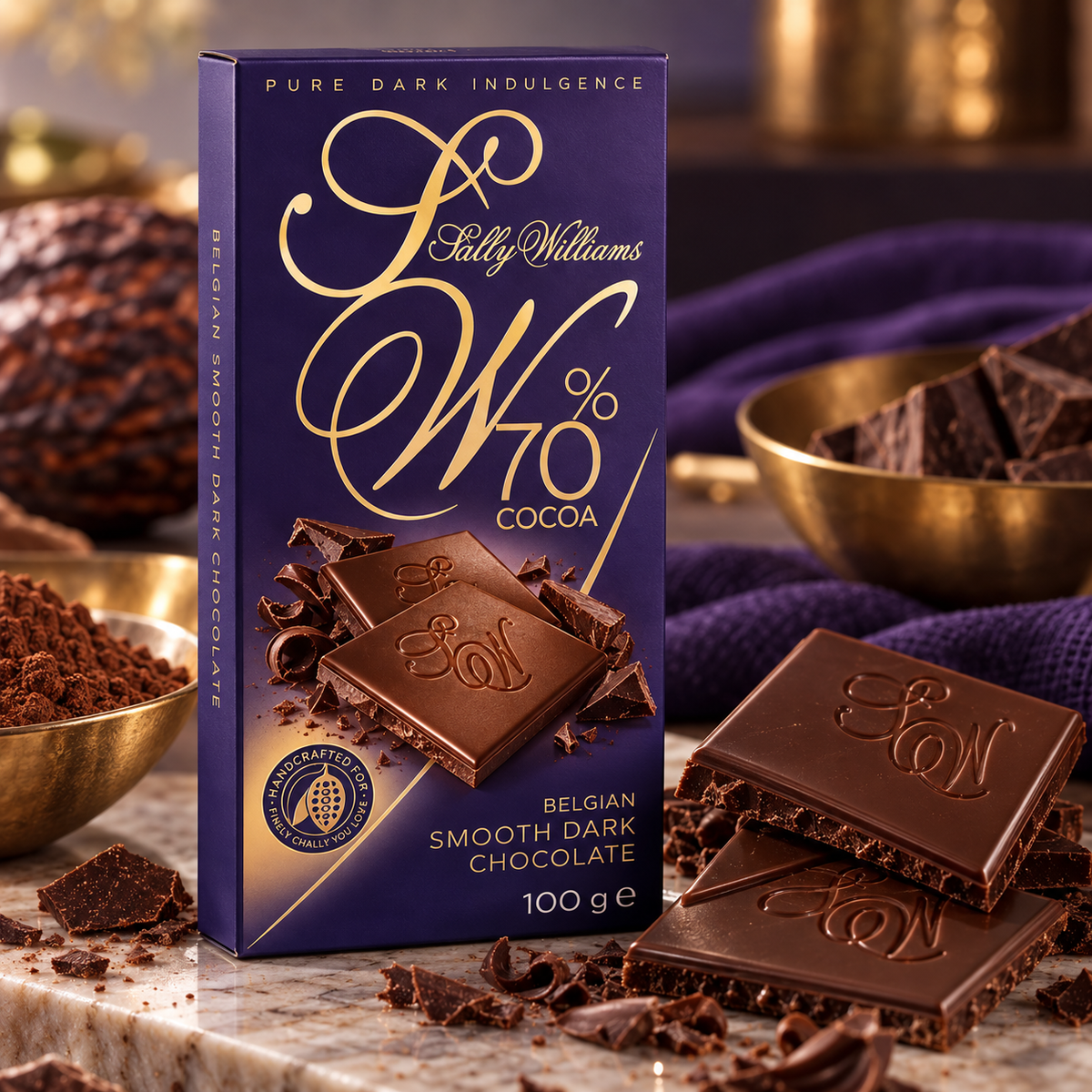 Sally Williams 70% Dark Chocolate Slab
