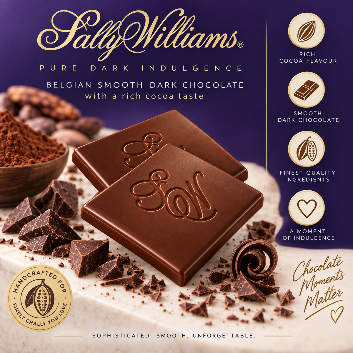 Sally Williams 70% Dark Chocolate Slab