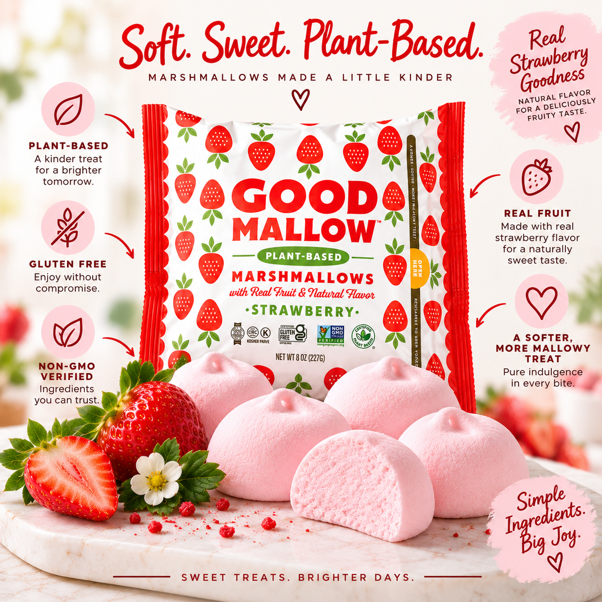 Good Mallow Plant Based Marshmallows Strawberry