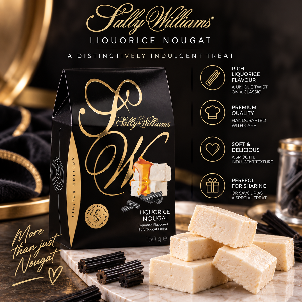 Sally Williams Liquorice Nougat bar