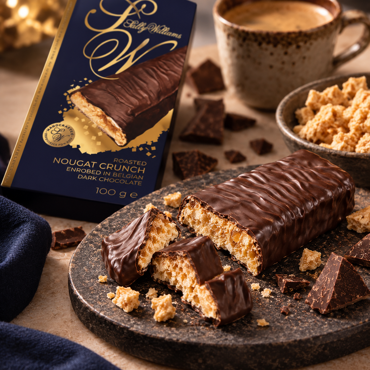 Sally Williams Roasted Nougat Crunch, Dark Chocolate