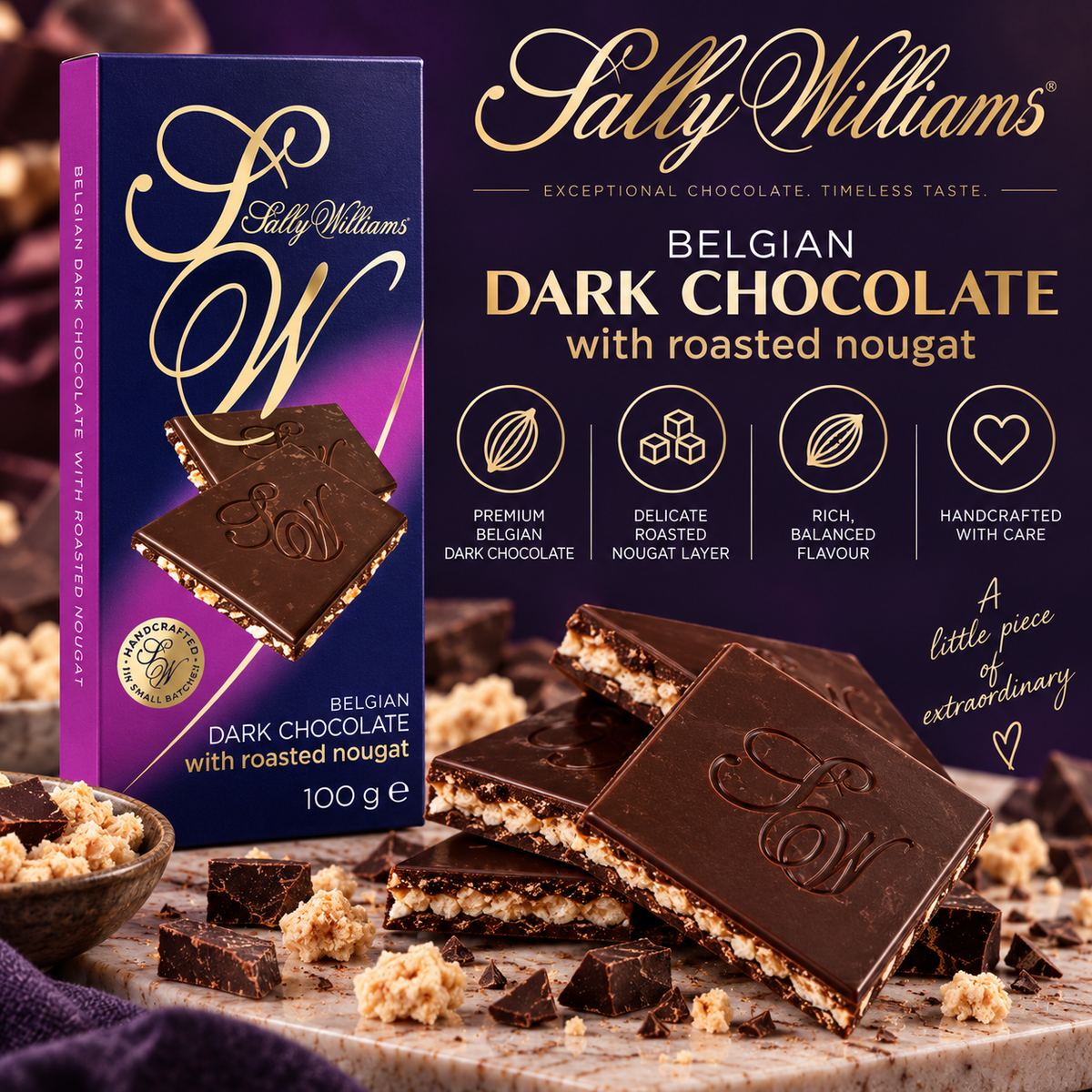 Sally Williams Dark Chocolate with Roasted Nougat