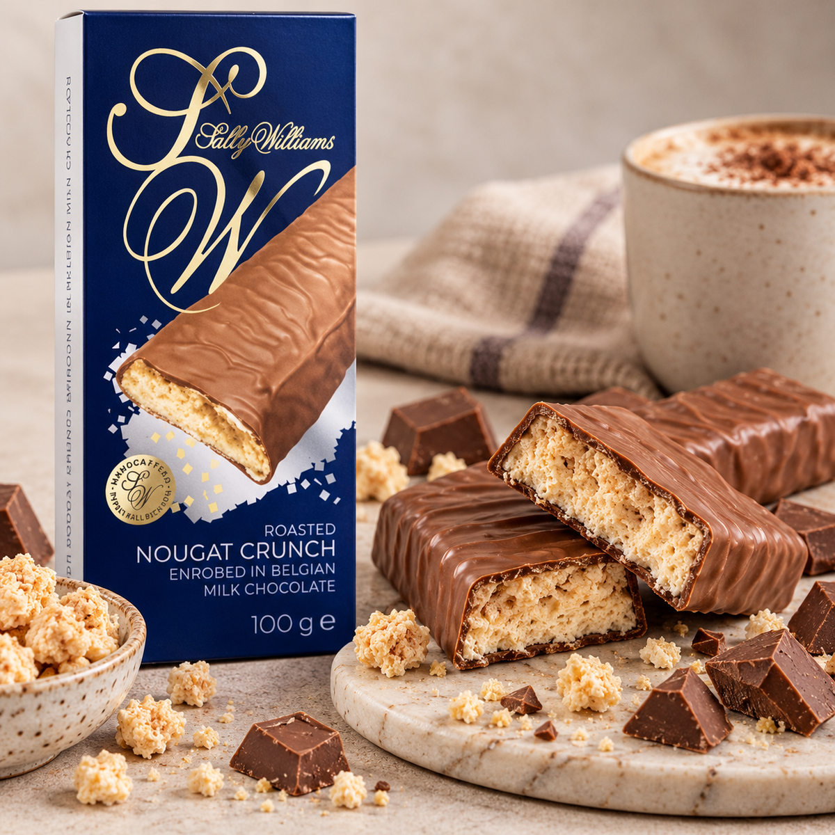 Sally Williams Roasted Nougat Crunch, Milk Chocolate
