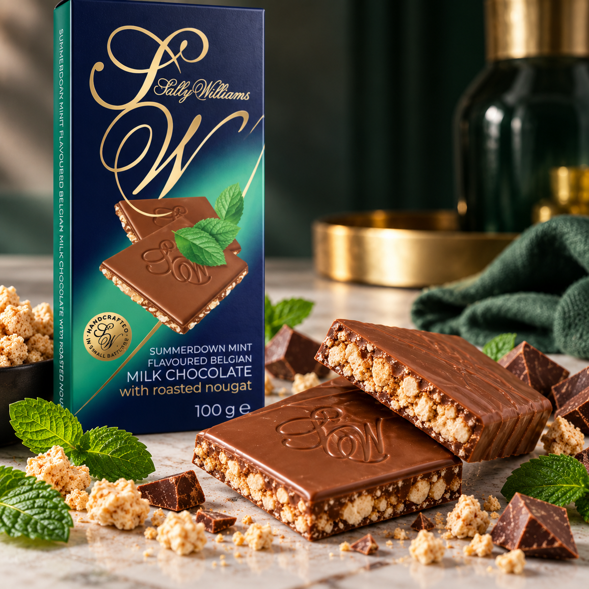 Sally Williams Mint Milk Chocolate with Roasted Nougat