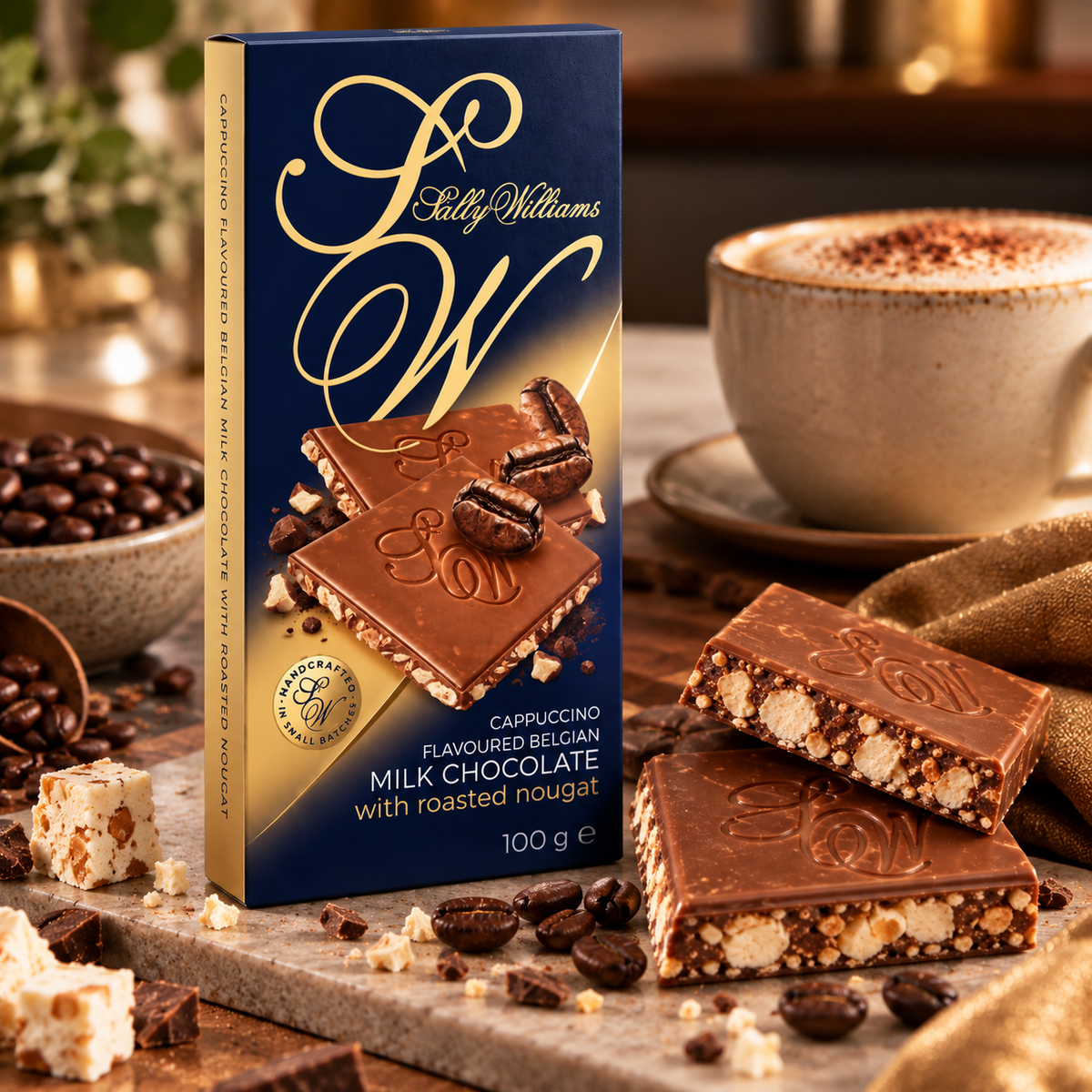 Sally Williams Cappuccino Milk Chocolate with Roasted Nougat