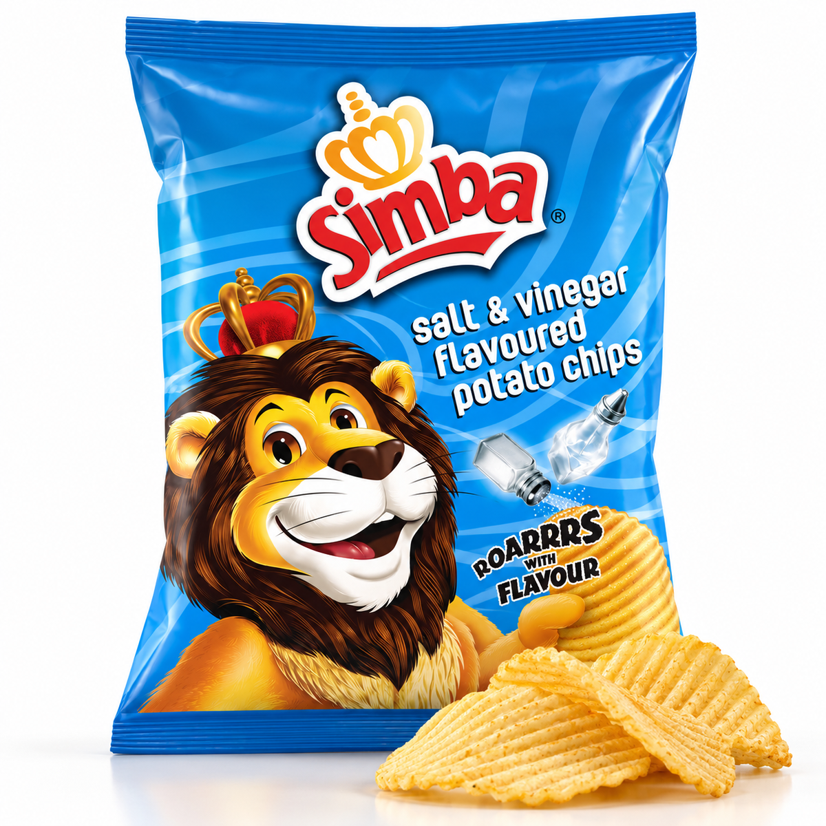 Simba Large Potato Chips Salt & Vinegar, 120g bag.