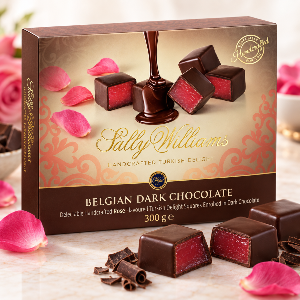Sally Williams Rose Turkish Delight Dark Chocolate bar