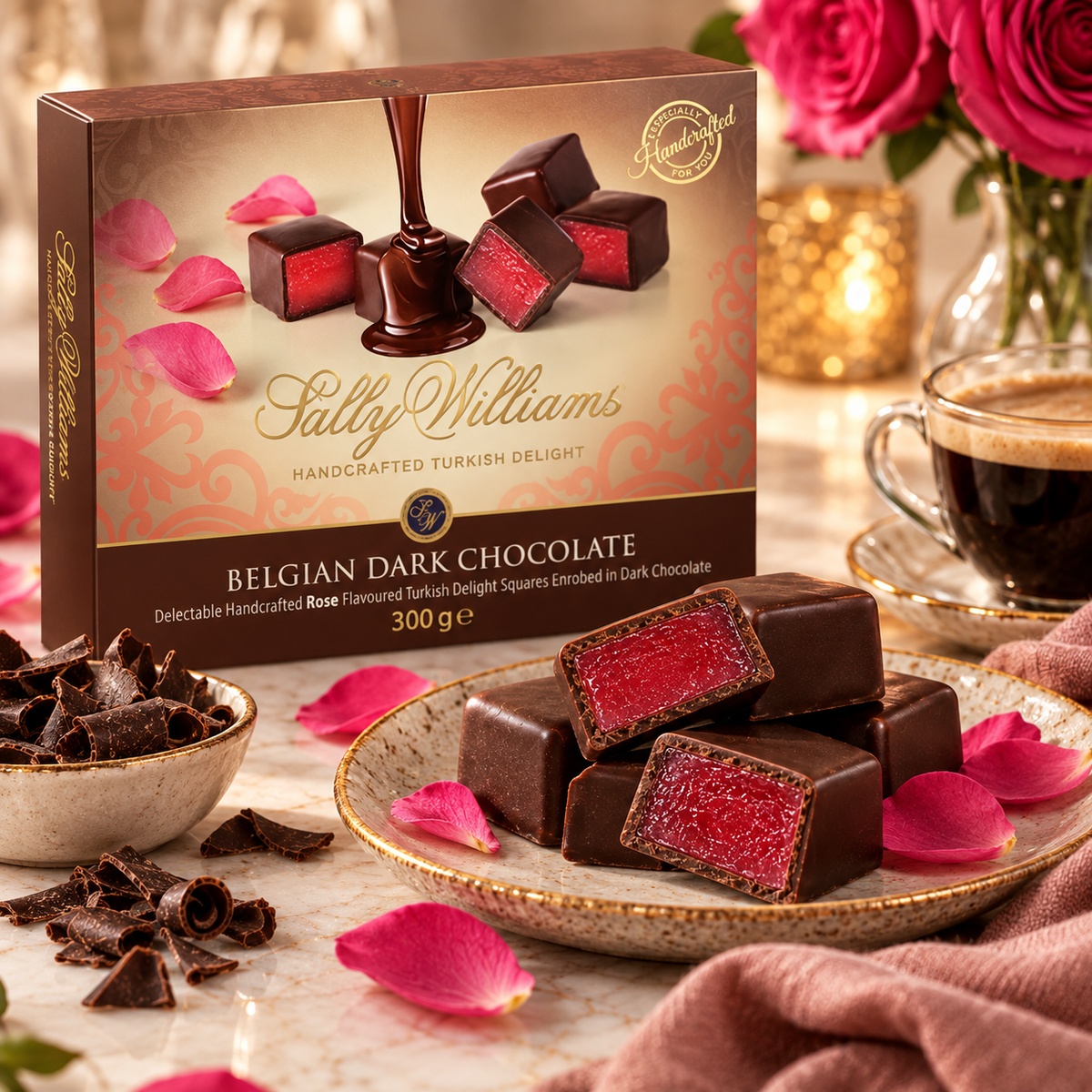 Sally Williams Rose Turkish Delight Dark Chocolate bar