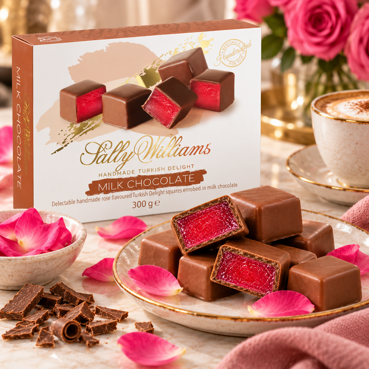 Sally Williams Rose Turkish Delight Milk Chocolate bar