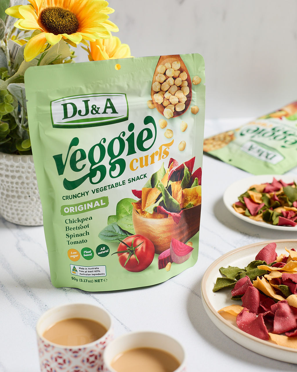 DJ & A Veggie Curls Original, a crunchy vegetable snack.