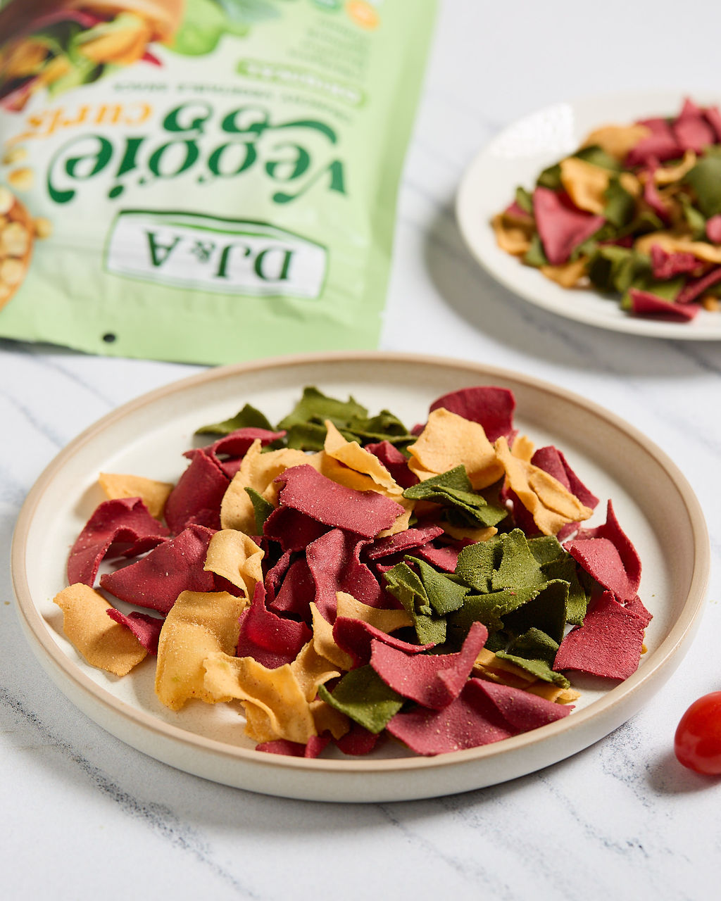 A bag of DJ & A Veggie Curls Original.