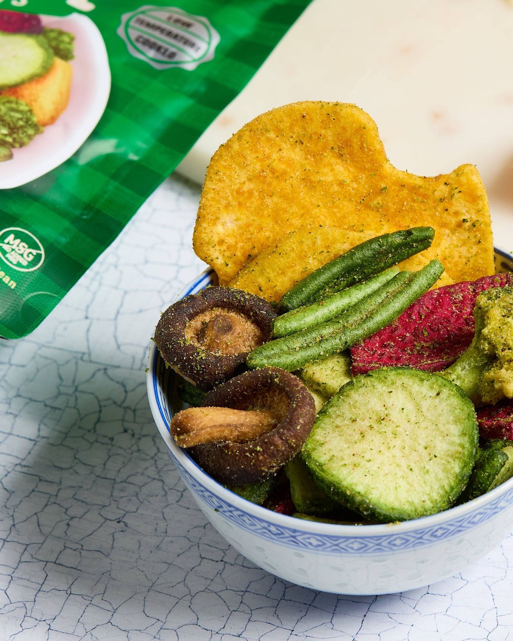 DJ&A veggie crisps original healthy plant-based snack bowl