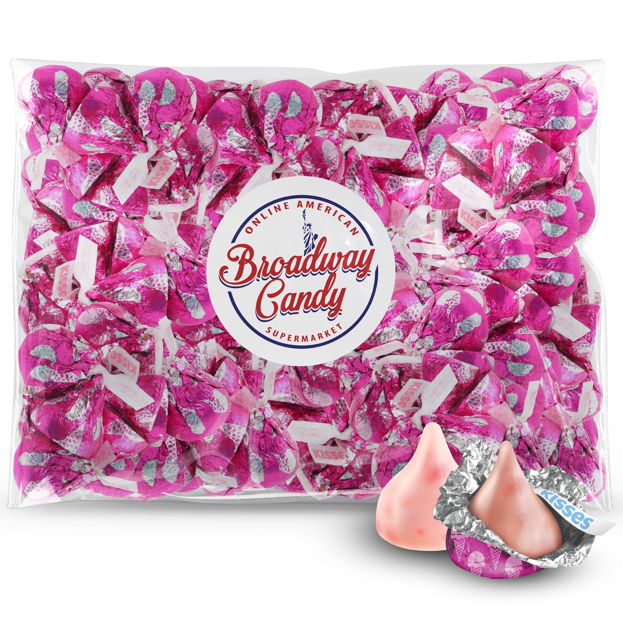 BULK Hershey's Kisses Strawberry Ice Cream Flavoured Chocolate, 1 kg Bag