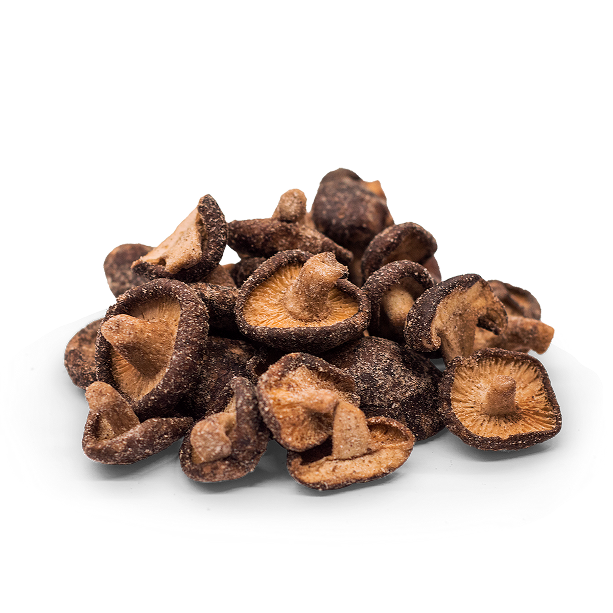 Close-up of DJ & A Shiitake Mushroom Crisps, Smoked Chilli & Garlic flavour.