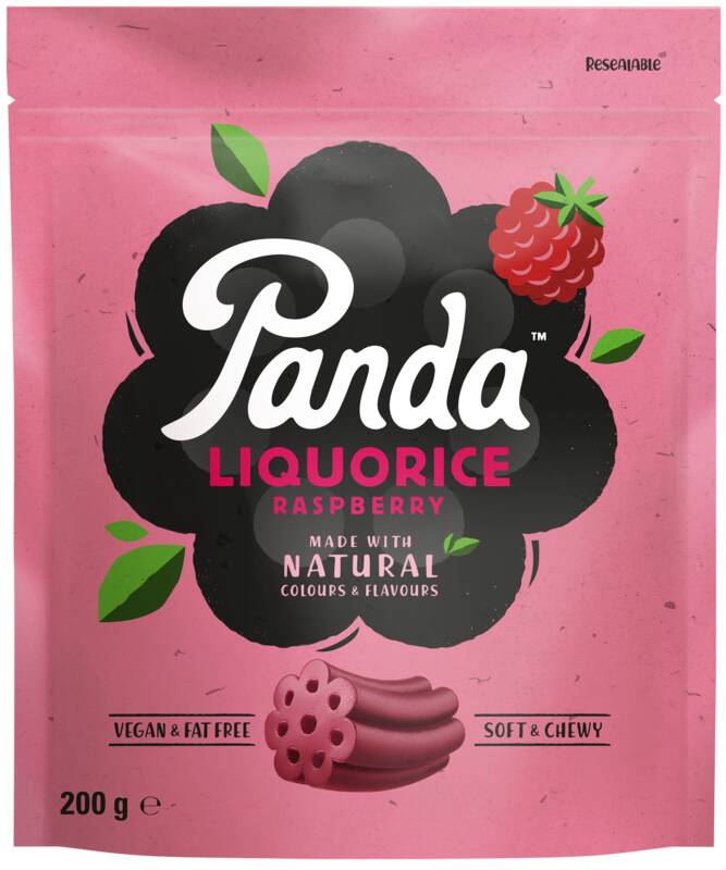 Panda  Liquorice Bags Raspberry  12 x 200g