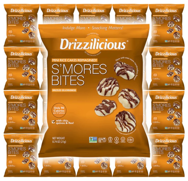 Drizzilicious S'mores Bites 21g, a low-calorie snack perfect for lunchboxes.