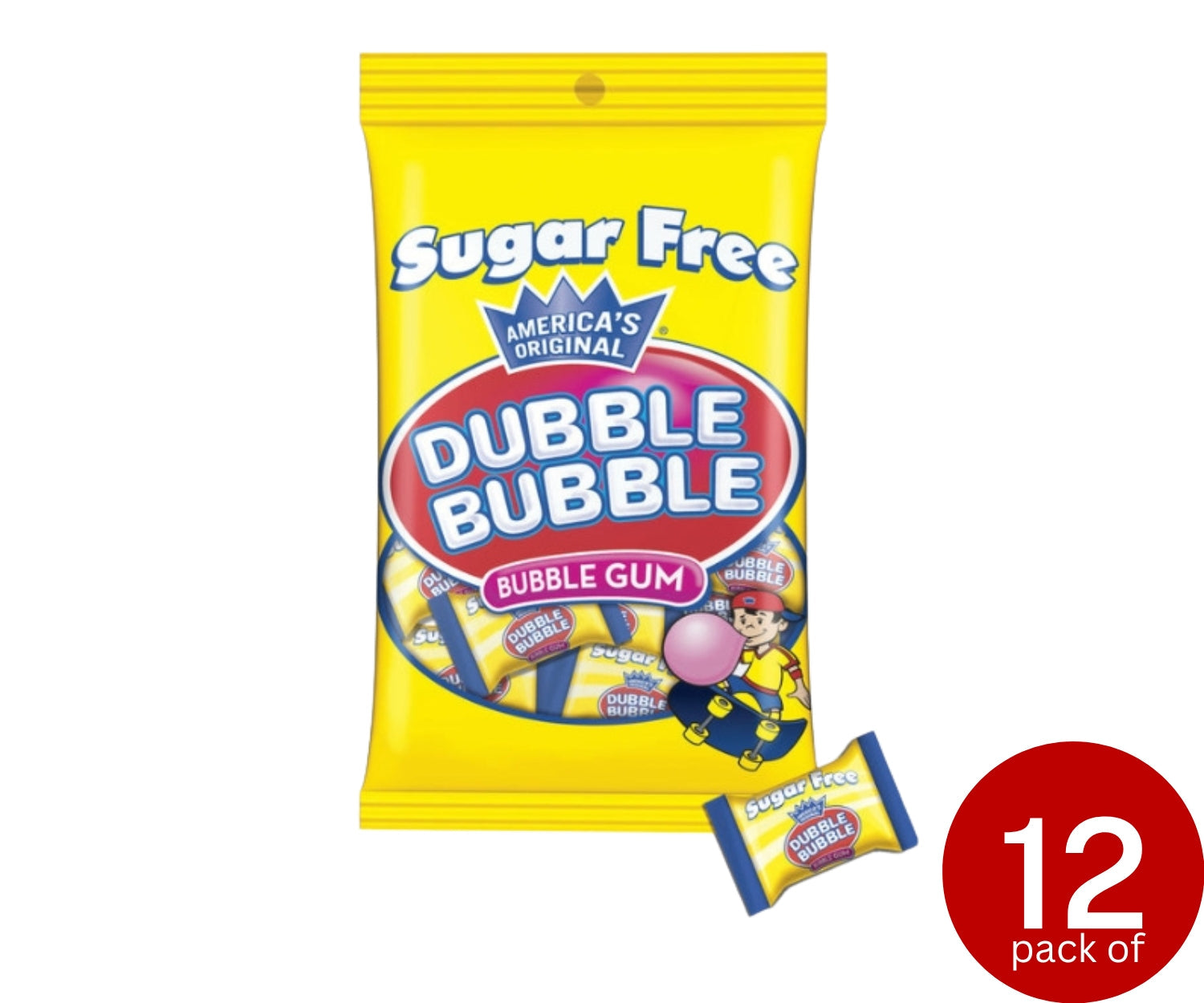 Dubble Bubble Peg Bag Sugar Free 12 x 92g (3.25oz) NK