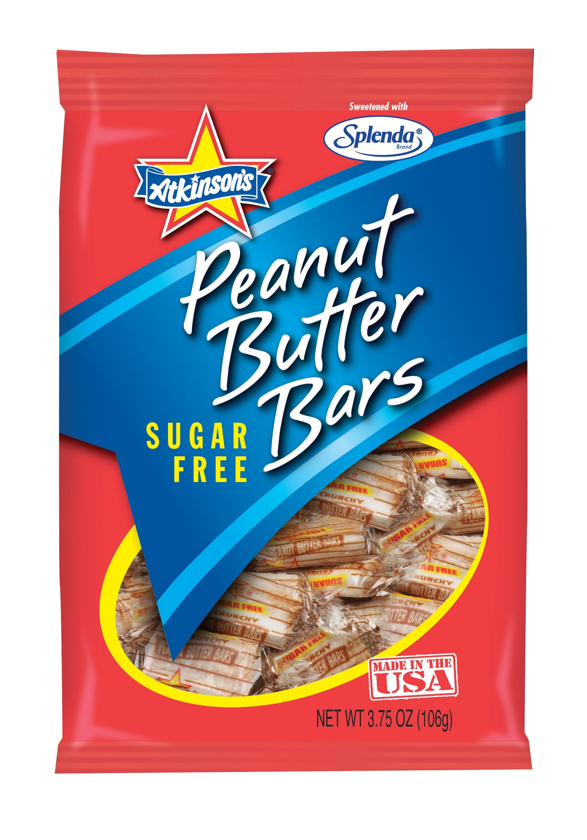 Atkinson Sugar Free Peg Bag Peanut Butter Bars 12 x 106g