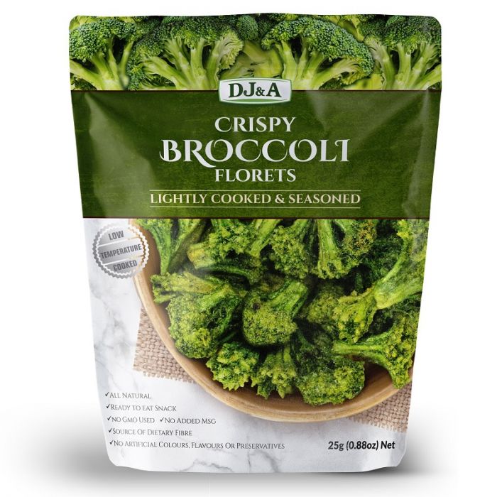 DJ&A broccoli florets 25g crunchy vegetable snack plant-based