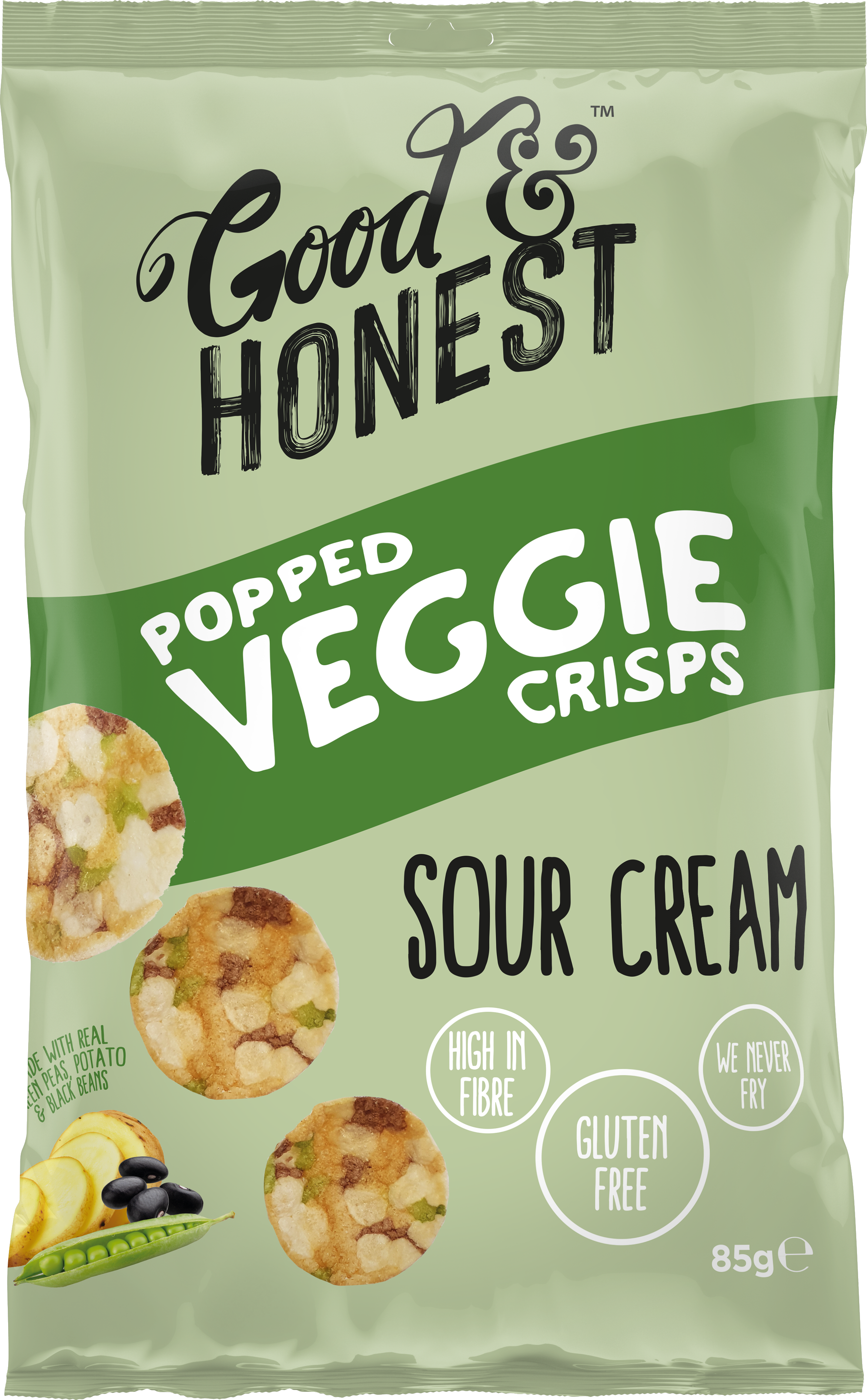 Good & Honest Chips Veggie Green Pea & Black Bean Sour Cream 8 x 85g NK