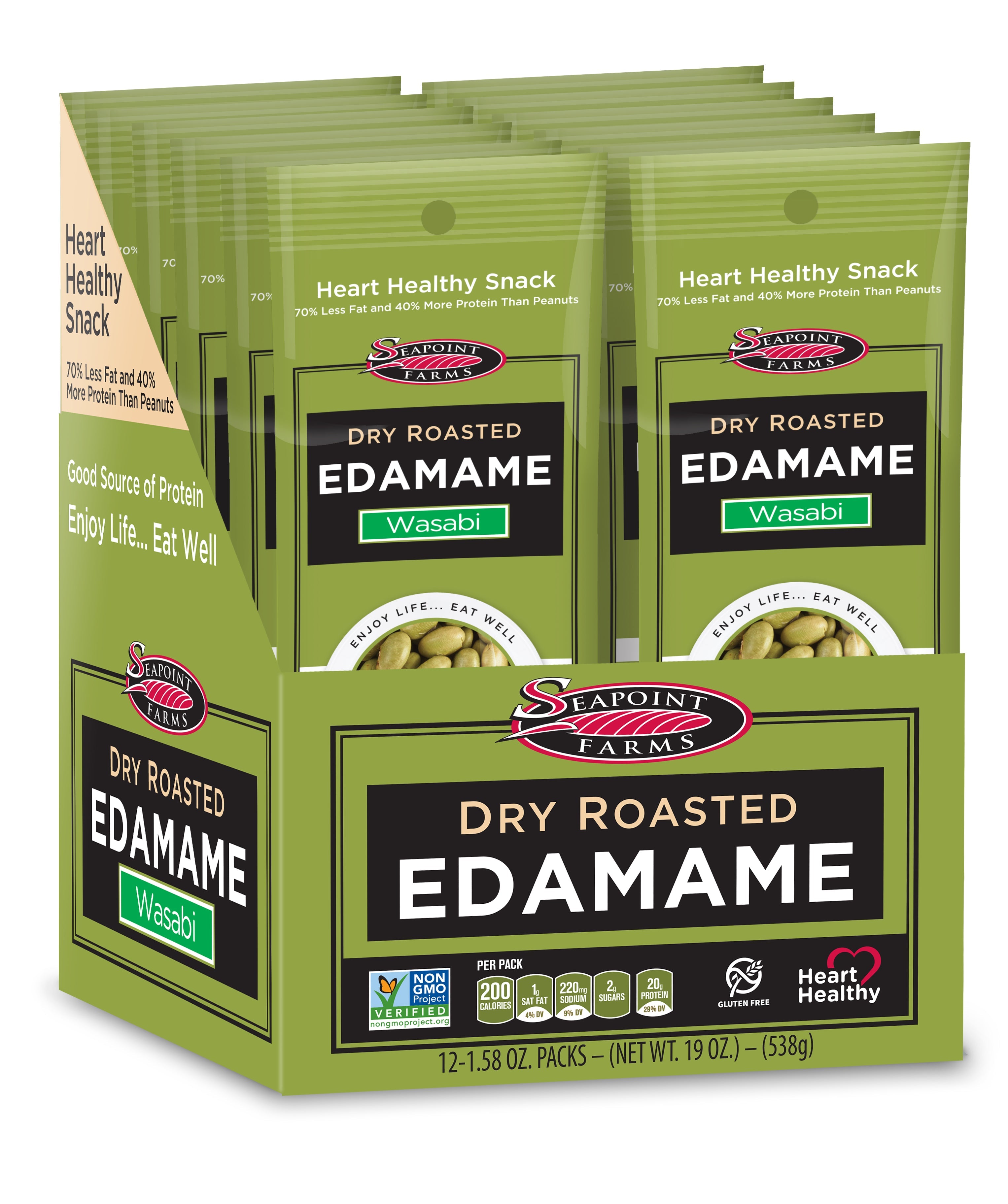 Seapoint Dry Roasted Edamame Wasabi  12 x 45g NK