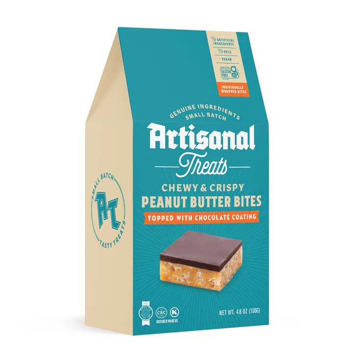 Artisanal Treats Chewy & Crispy Peanut Butter Bites / Chocolate Coating 8 x 136g