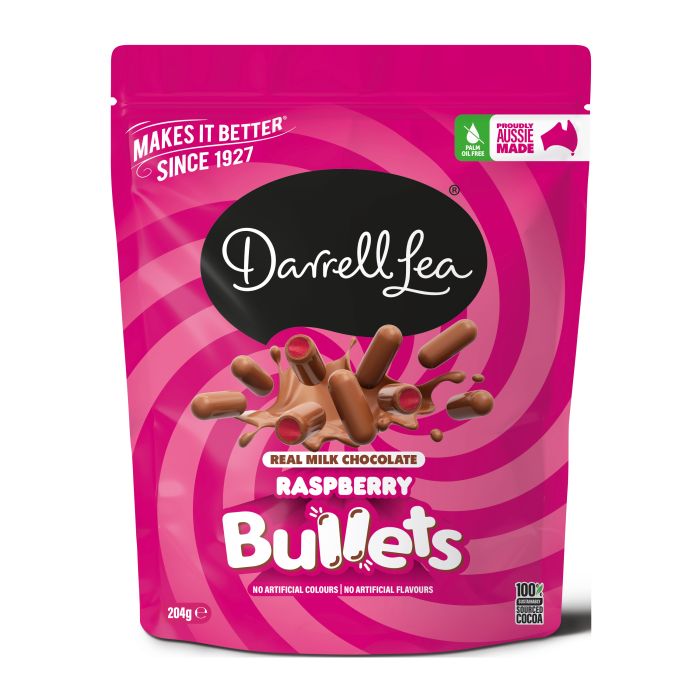 Darrell Lea Milk Raspberry Bullets NK 12 x 204g
