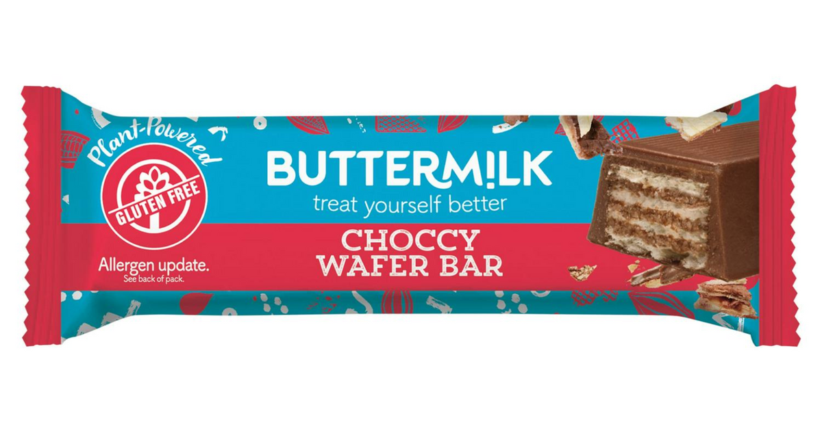 Buttermilk Plant Powered Gluten Free Vegan Wafer Choc Bar NK  18 x 38g