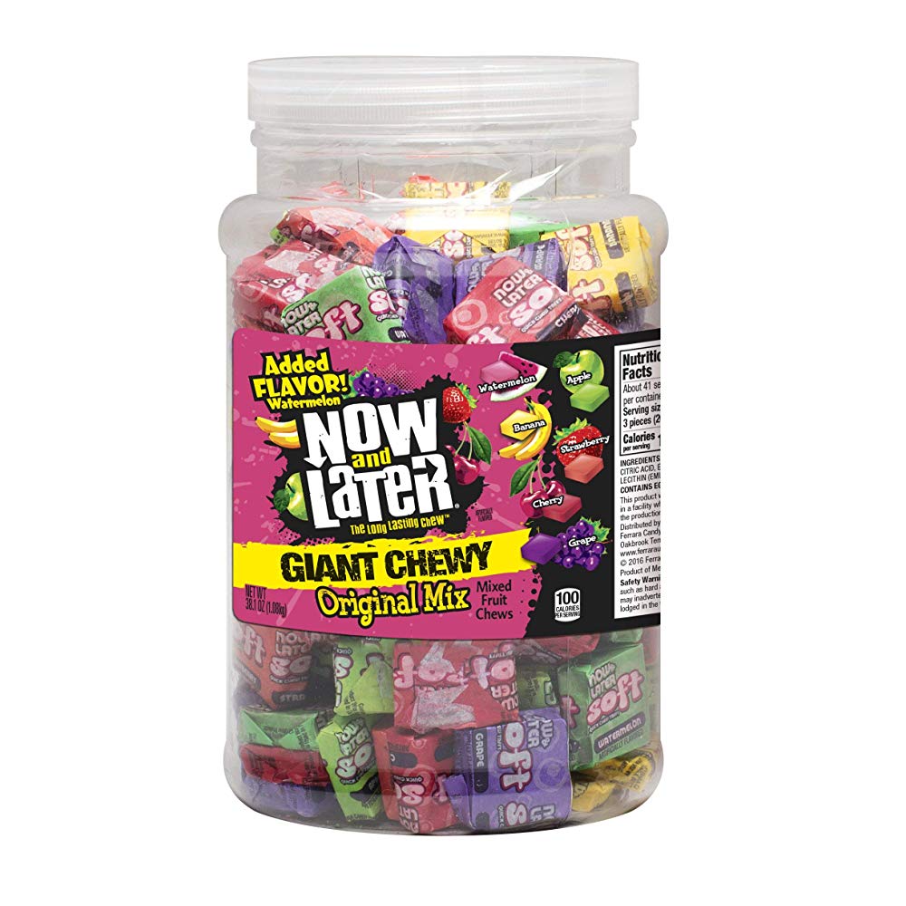 Now & Later Jars Giant Soft Assorted 120 x 8.9g NK