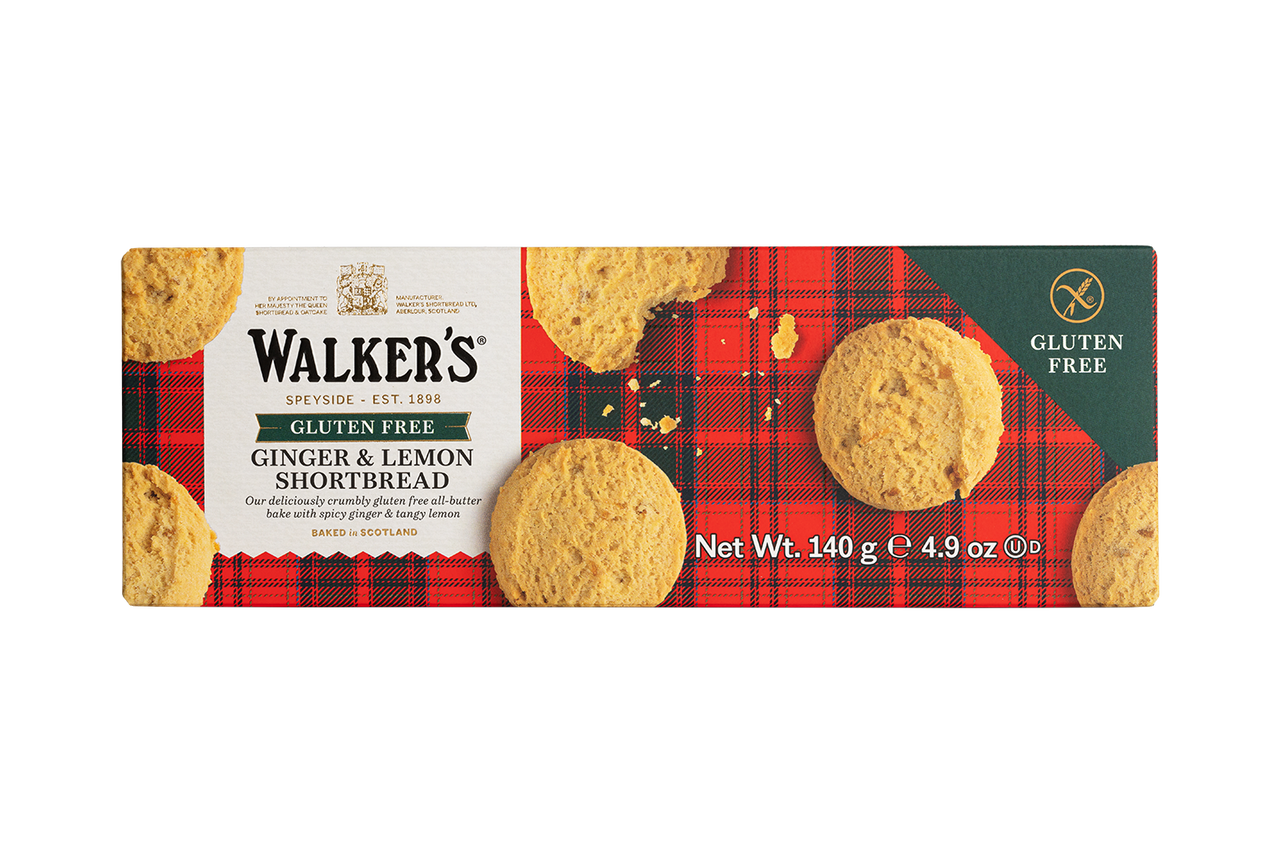 Walkers Gluten Free Ginger & Lemon Shortbread 12 x 140g