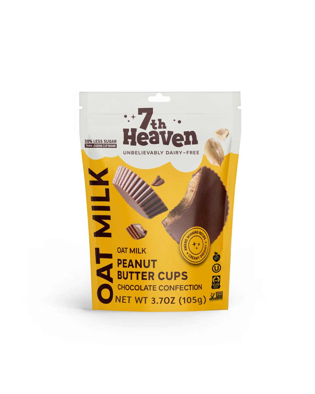 7th Heaven Peanut Butter Cream Cups Pouch Oat Milk Chocolate 5 Pack 6 x 105g