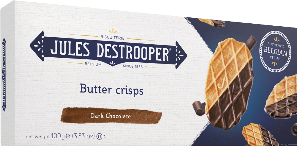 Jules Destrooper Butter Crisps with Dark Belgian Chocolate 12 x 100g