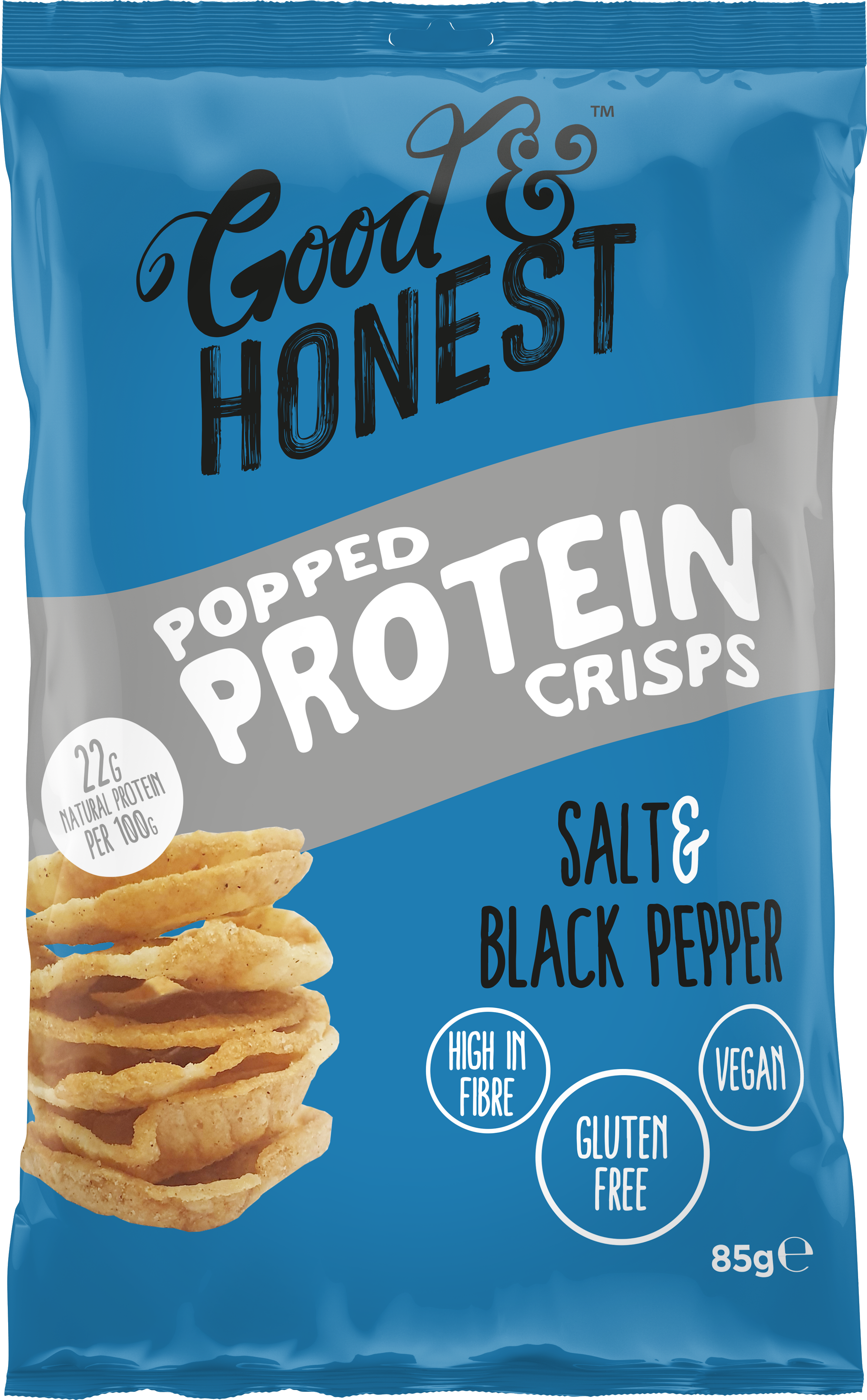 Good & Honest Chips Protein Salt & Black Pepper 8 x 85g