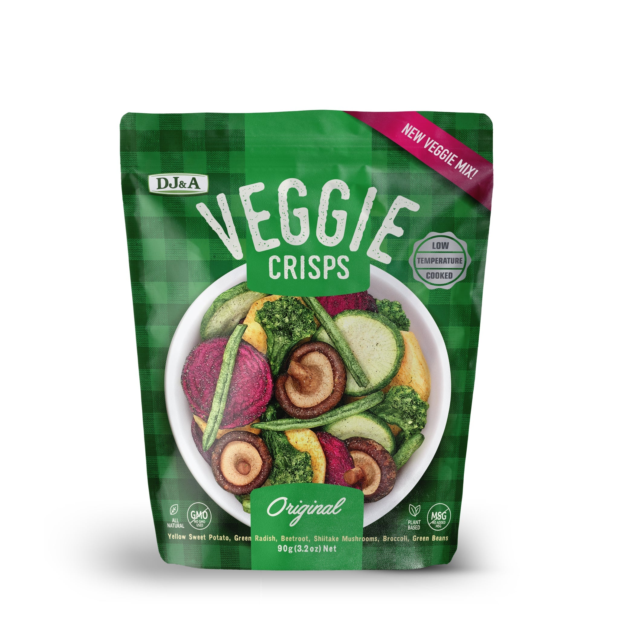 DJ&A Original Veggie Crisps 90g pack plant-based vegetable crisps