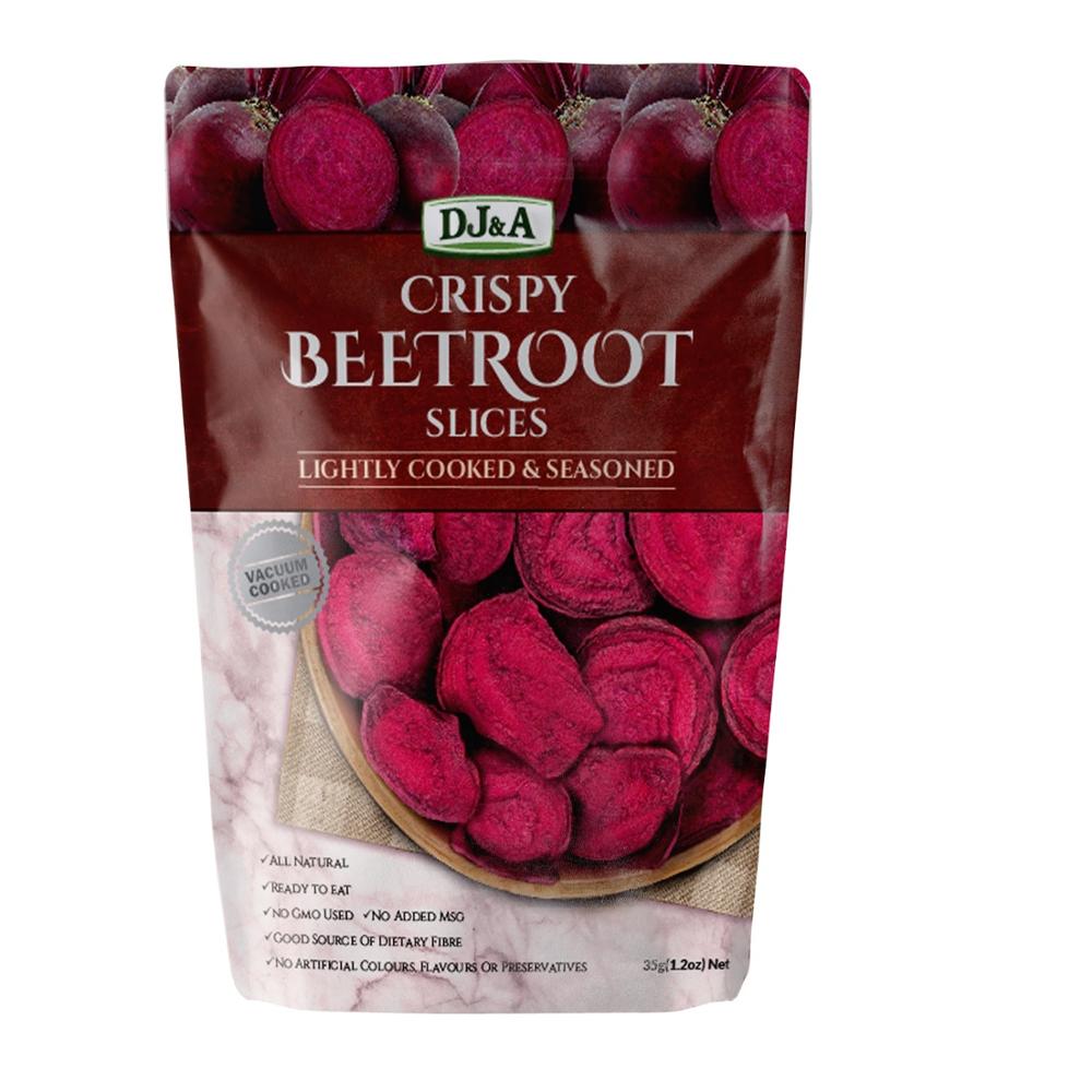 DJ&A crispy beetroot slices 35g natural beetroot crisps vegan snack