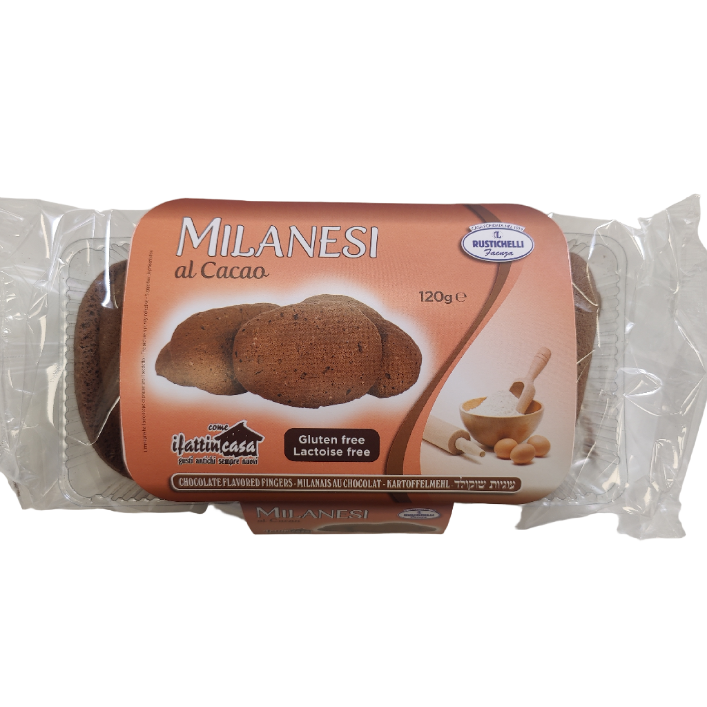 Rustichelli Chocolate Flavored Fingers Passover 20 x 120g