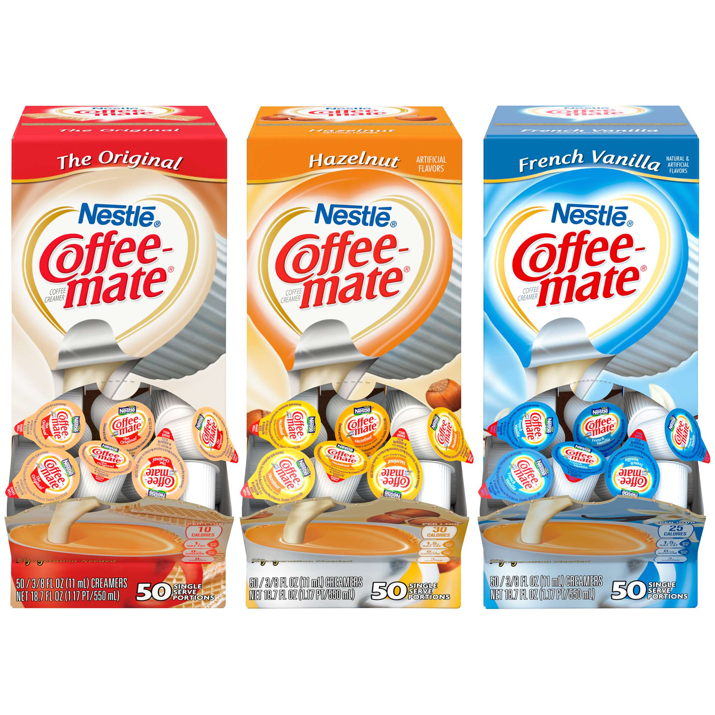 Coffee Mate Liquid Variety Pack Single Serve Creamer 3 x 50 x 11ml (.37floz)