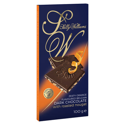 Sally Williams  Orange Flavoured Belgian Dark Chocolate With Roasted Nougat  12 x 100g