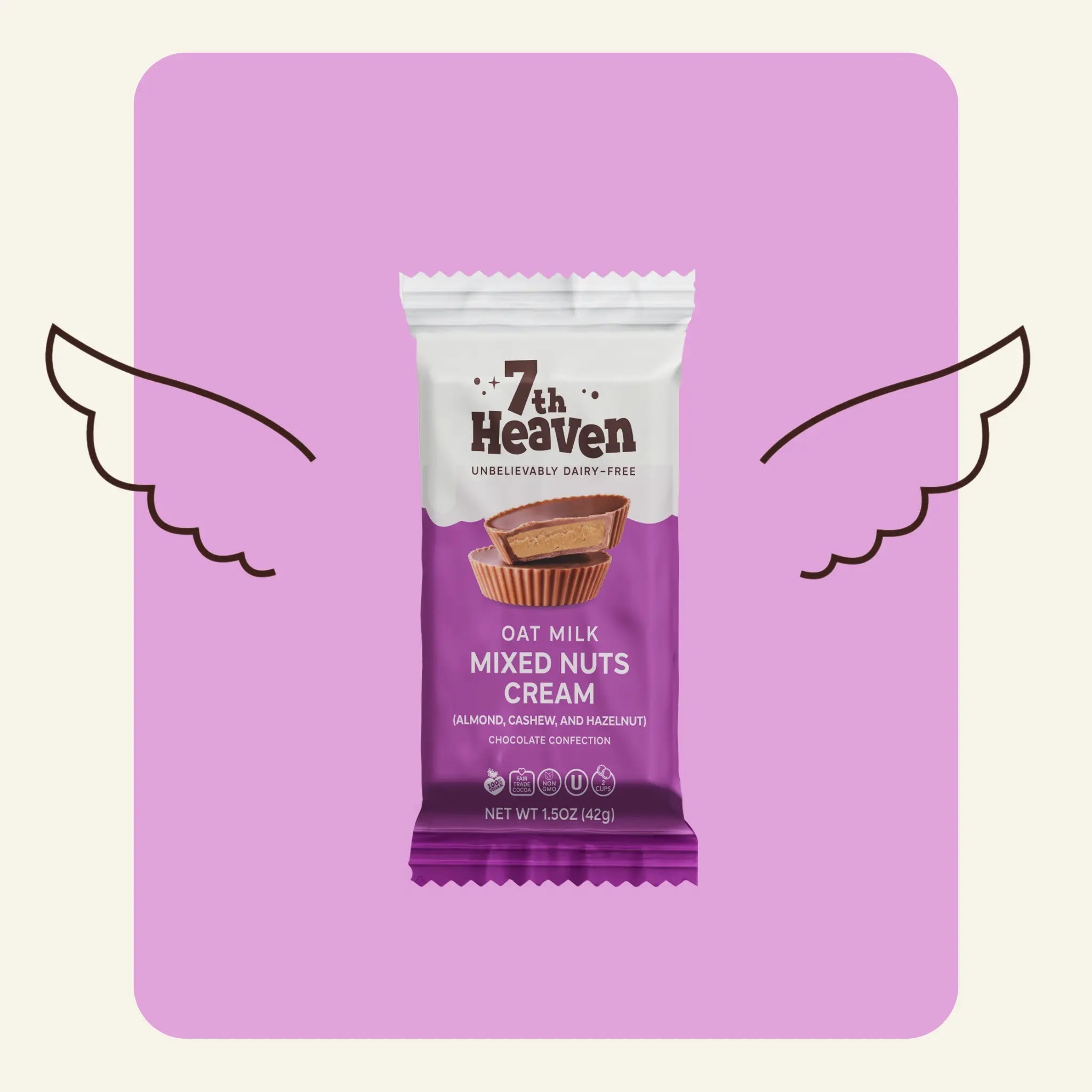 7th Heaven Mixed Nuts Cream Cups Oat Milk Chocolate 12 x 42g