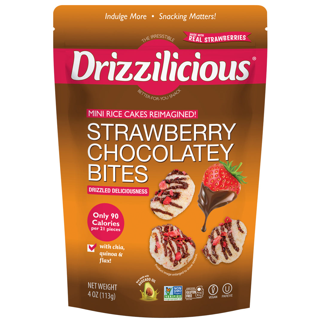 Drizzilicious Mini Rice Cakes, Strawberry Chocolaty flavour, 113g - gluten-free, dairy-free and Kosher.