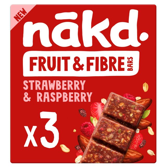 Nakd Bars Fruit & Fibre MULTIPACK Strawberry & Raspberry 12 x 3 x 44g