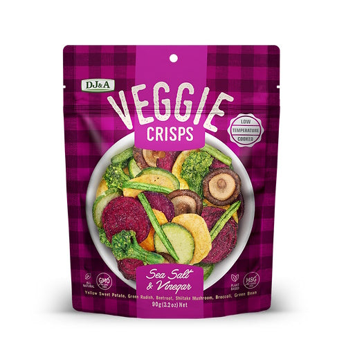 DJ&A veggie crisps salt and vinegar 90g plant-based crunchy snack